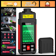 Non-Contact Laser Digital Tachometer 10-99999 RPM, Large LCD, Backlight, Data Ho