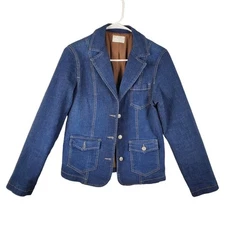 FDJ French Dressing Denim Button Front Blazer Jacket Sz M Clean Coastal Cowgirl