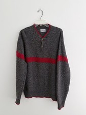 Vintage Wool Henley Sweater Made in USA Size Large Preppy Grandpacore
