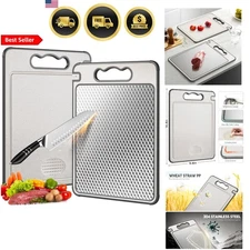 Stainless Steel Cutting Board Kitchen Reversible Mesh Design Juice Groove Non...