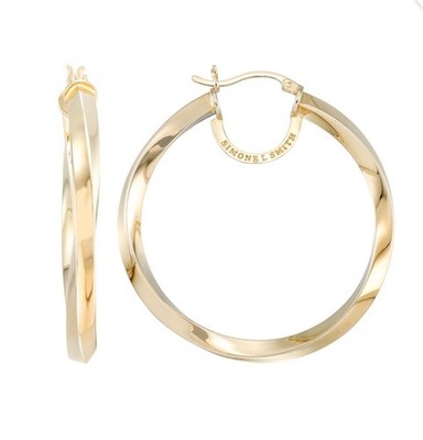 Simone L. Smith Sterling Silver Gold Tone High Polished Slow Twist Hoop Earrings