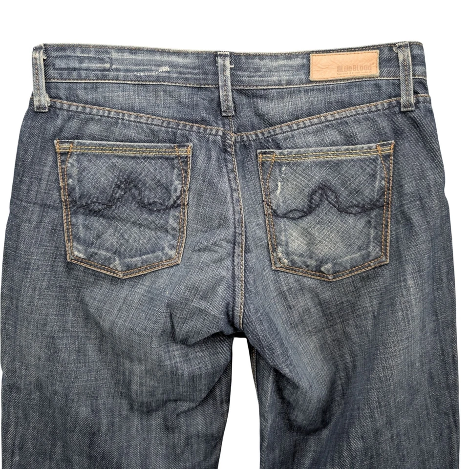 Pantalones de mezclilla BlueBlood BloodLine botín para mujer azul algodón envejecido talla 27 Foto 4 de 4