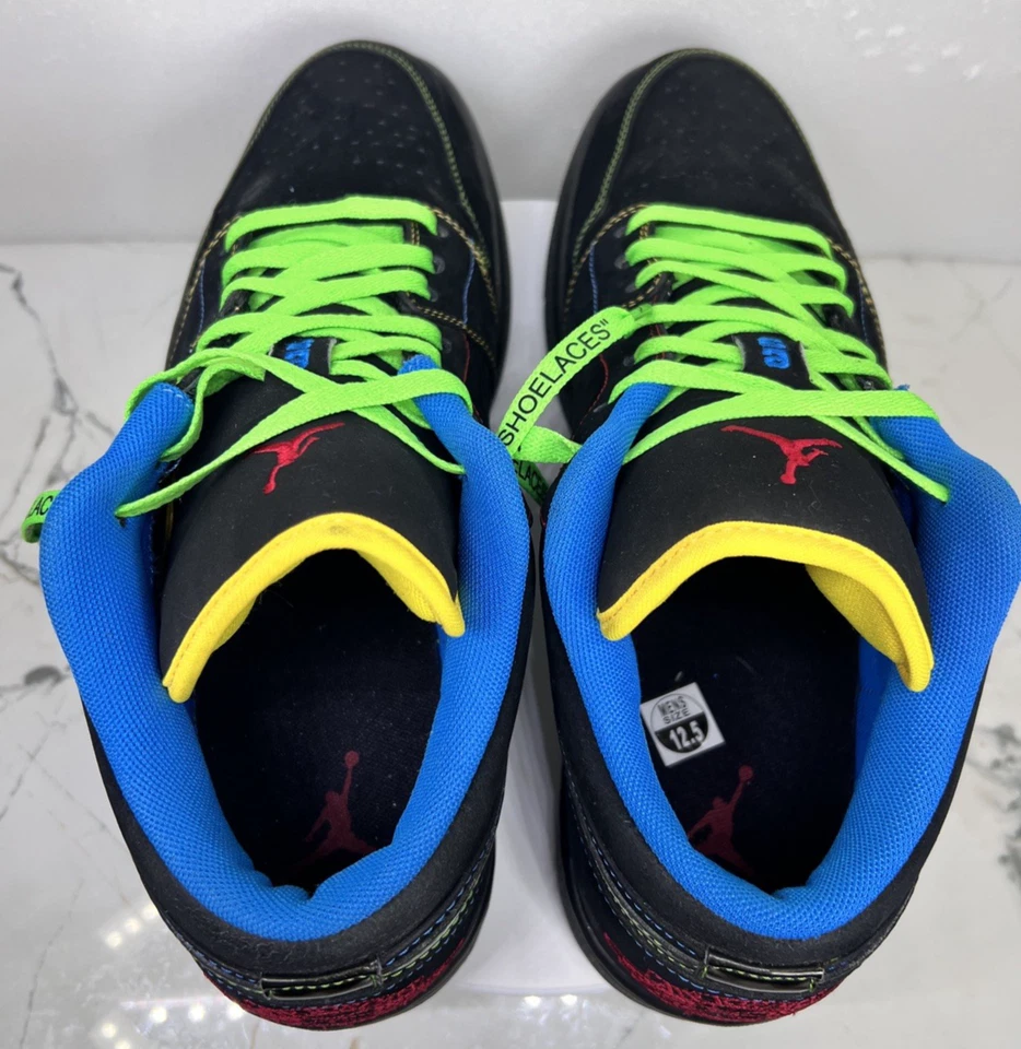 Jordan 1 Phat Low Olympic negro multicolor RARO 12.5 con cordones de neón Foto 4 de 4