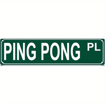 Retro Ping Pong PL Road Style Metal Sign Table Tennis Man Cave Wall Hanging Sign