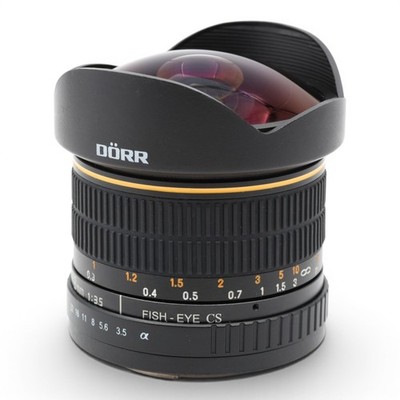 Objektiv Dörr 8mm Fish-Eye CS 1:3.5 3.5 Alpha A-Mount Bajonett - manueller Fokus