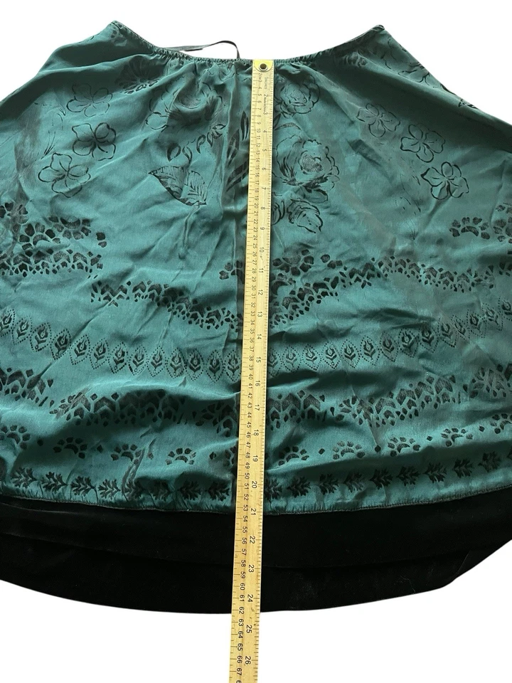 Falda De Colección Metáfora Verde Floral Negro Terciopelo Borde Línea A XL Oscura Romántica Grunge Foto 4 de 4