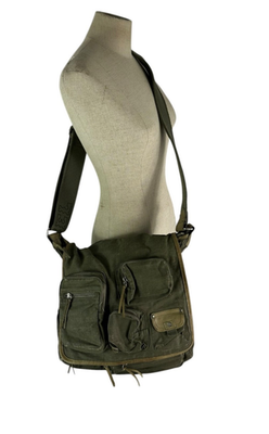 DIESEL ボディバッグ オリーブグリーン ミリタリー Genuine DIESEL Military Green Canvas Messenger Bag Cargo Style