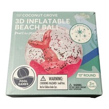 Coconut Grove 3D Inflatable Mermaid Tail Beach Ball Glitter Pool Games 13" Round
