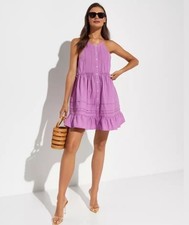 Free People Mini Dress Women’s Small Desert Days Dramatic Orchid Halter Ruffle S