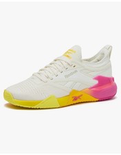Reebok Nano Court Women  s Tennis Shoes White Yellow Pink US Size 9.5