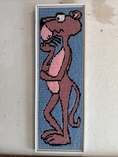 De Colección Pantera Rosa Hecho a Mano Hilo de Punta de Aguja Arte Enmarcado Colgante de Pared Decoración Dibujos Animados