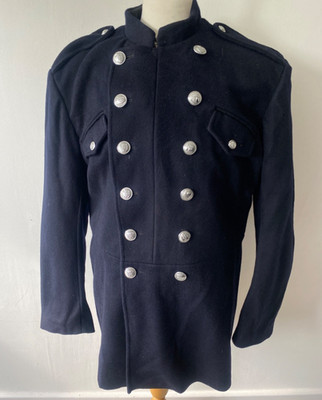 Vintage London Feuerwehr Melton Wolle Tunika Jacke 70er LFB Kleid Uniform 112L