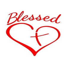 Sunset Graphics  Decals Blessed Cross and Heart Christian Decal Vinyl Sticke...