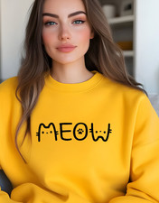 Cute Cat Lover Sweatshirt, MEOW Sweatshirt, Animal Lover Gift, Cozy ... 