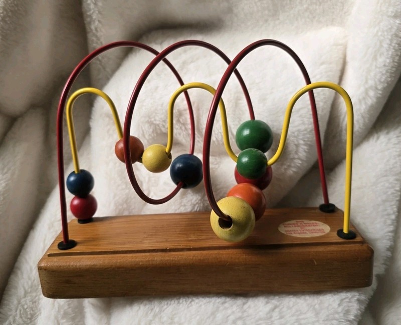 Vintage ANATEX Mini Curves & Waves Rollercoaster Wooden Bead Toy Preschool Play