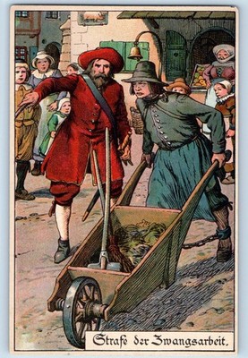 Germany Postcard Scene of Street of Forced Labors c1930's Vintage Unposted