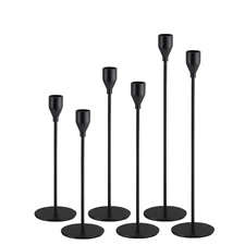 6Pcs Matte Black Candlestick Holders Tall Taper Candelabra Stands Fits 3/4 Inch