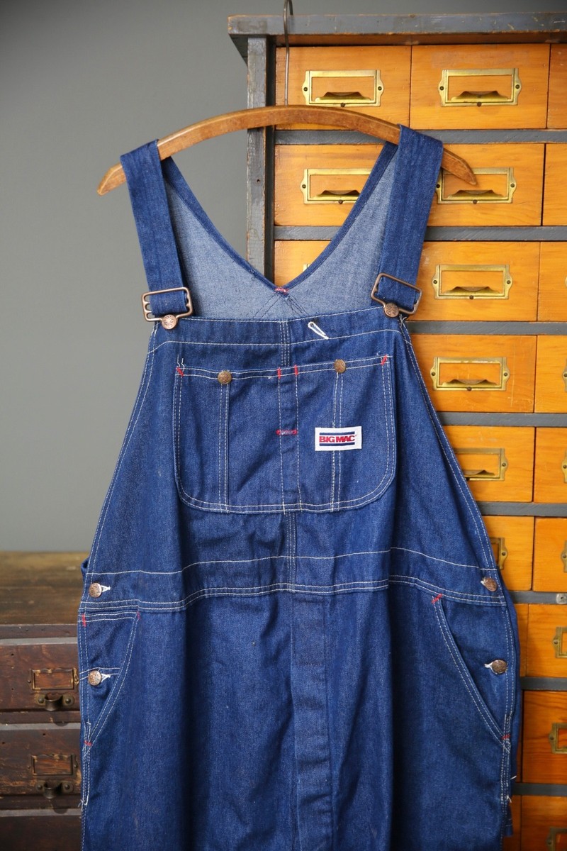 VTG Big Mac Denim Overalls Mens Blue Carpenter Square Back
