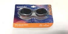 Speeedo Jr. Amp Mirrored, Easy Adjust, Anti Fog Swim Goggles Age 6 14 Black Gray