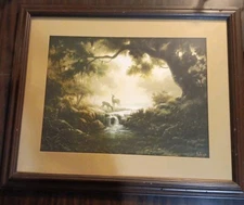 Dalhart Windberg Woodland Reflections Morning Mist Framed 34x28 Lithograph