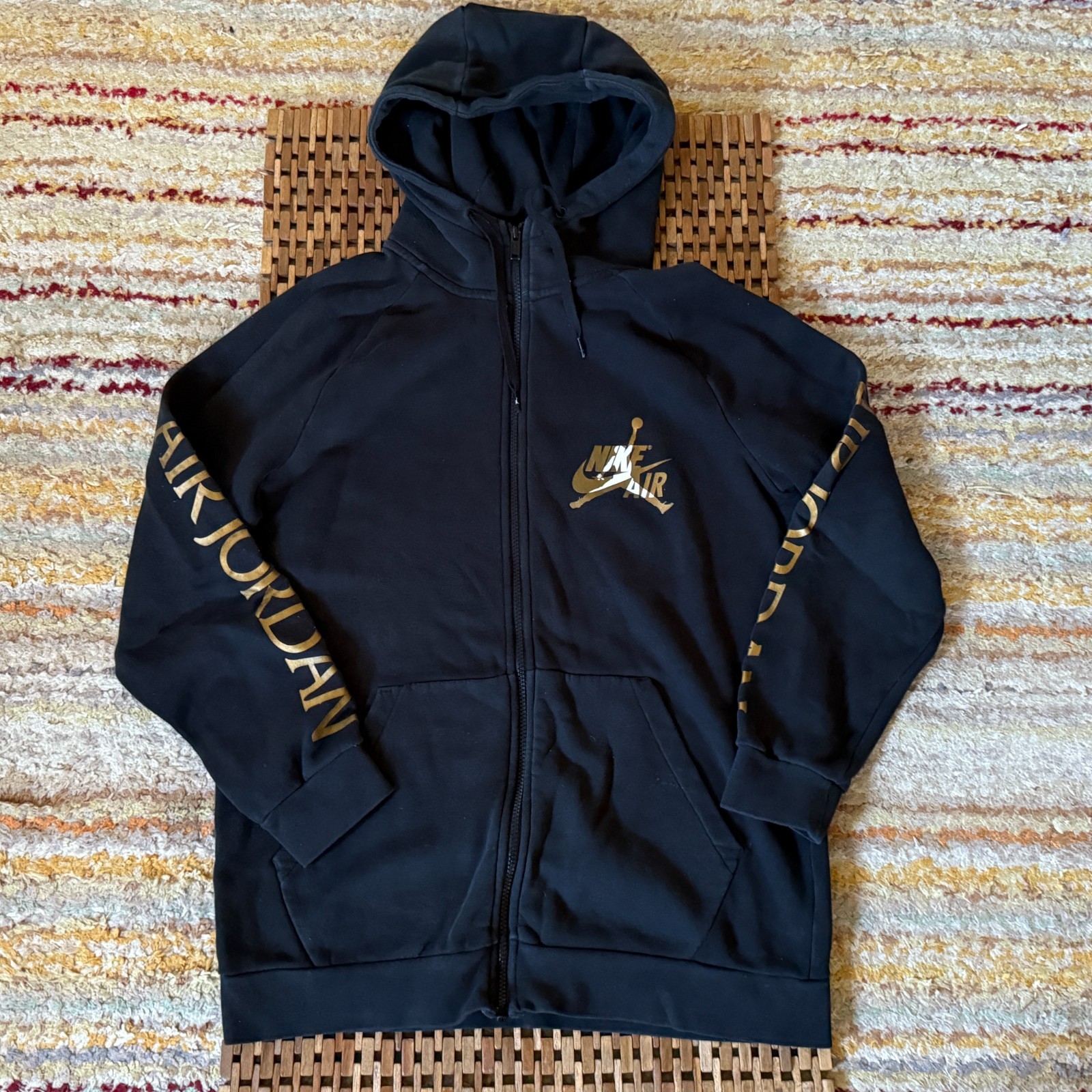 Nike Air Jordan Camo Logo Full Zip Hoodie Hoody Sweatshirt Black Men's Medium M