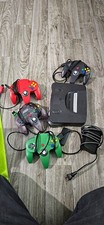Nintendo 64 N64 Black Console Bundle + 4 Controllers + Power Supply + AV Cable