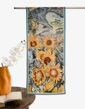 100% Mulberry Silk Women sunflower Print Squre150X34cm Neckerchief Bandana wrap