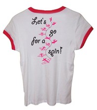 New Women  s S Ringer T-Shirt,  Why Women Prefer Airplanes  , white, 100 cotton