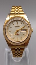 Vintage 1980s Citizen 6651A Gold 21J Japan Automatic Day Date Watch Needs Repair
