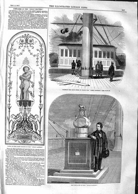 Alter antiker Druck 1859 Heben Blau Peter Großer Ostschiff Kompass 19.