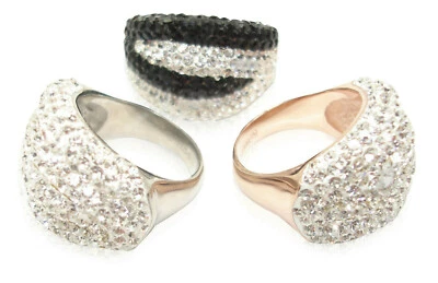 Edelstahlring Damen rose silber weiß schwarz SWAROWSKI Elements Edelstahl Beauty - Bild 1 von 4