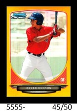 1-2013 BOWMAN CHROME DRAFT GOLD REFRACTOR BRYAN HUDSON RED SOX 45/50