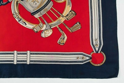 Foulard Vintage Sevini - 100% Soie Beige à Motif Géométrique - Occasion Bon état