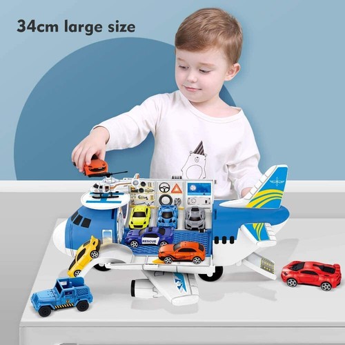 Cargo Plane Toy Gift for Kids Boys Girls age 3 4 5 6,with 8 Min Cars&1Helicopter - Picture 3 of 12