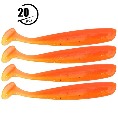 20PCS 7.5cm Soft Plastic Fishing Lures T Tail Grub Worm Baits For Fishing UPP