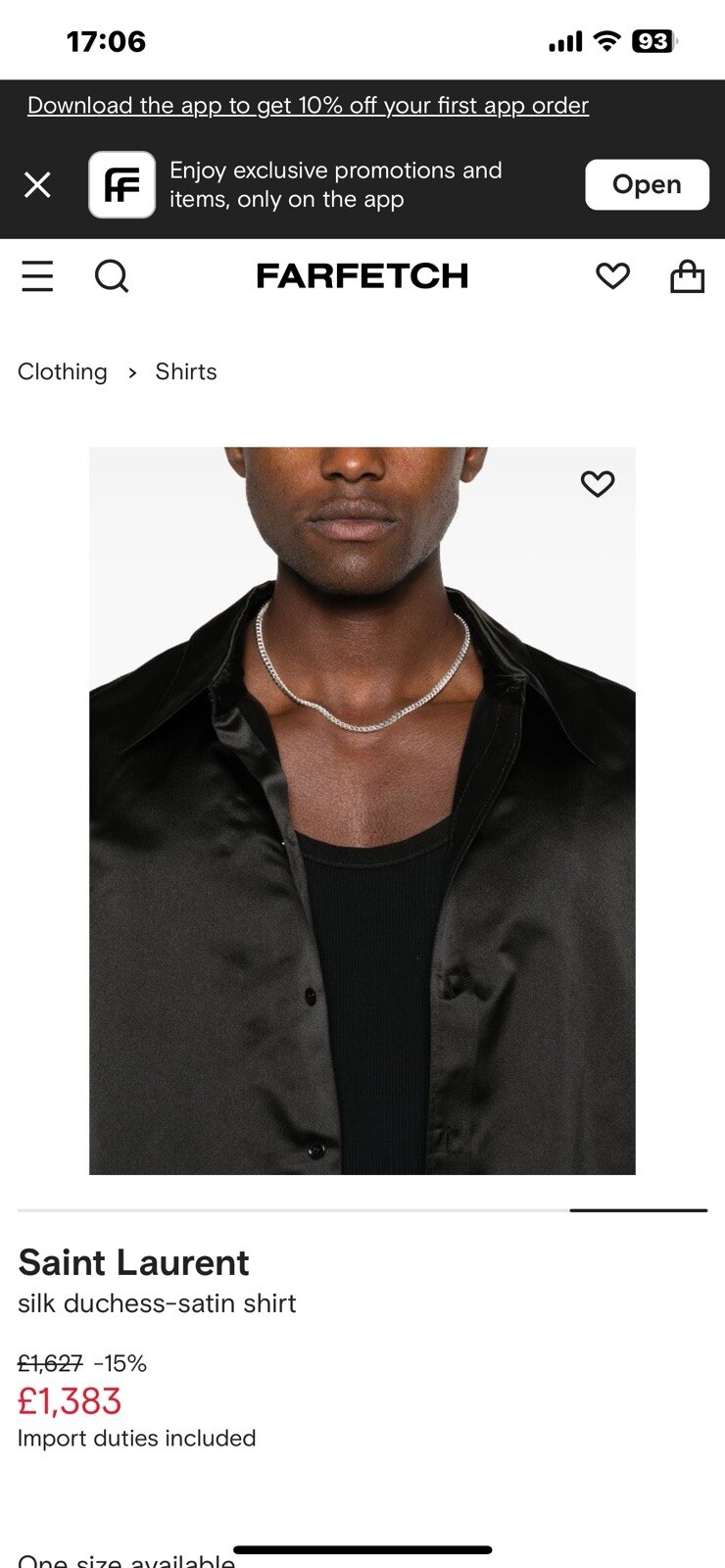 Splendida camicia YVES SAINT LAURENT PARIS nera 100% seta duchessa raso taglia 2XL