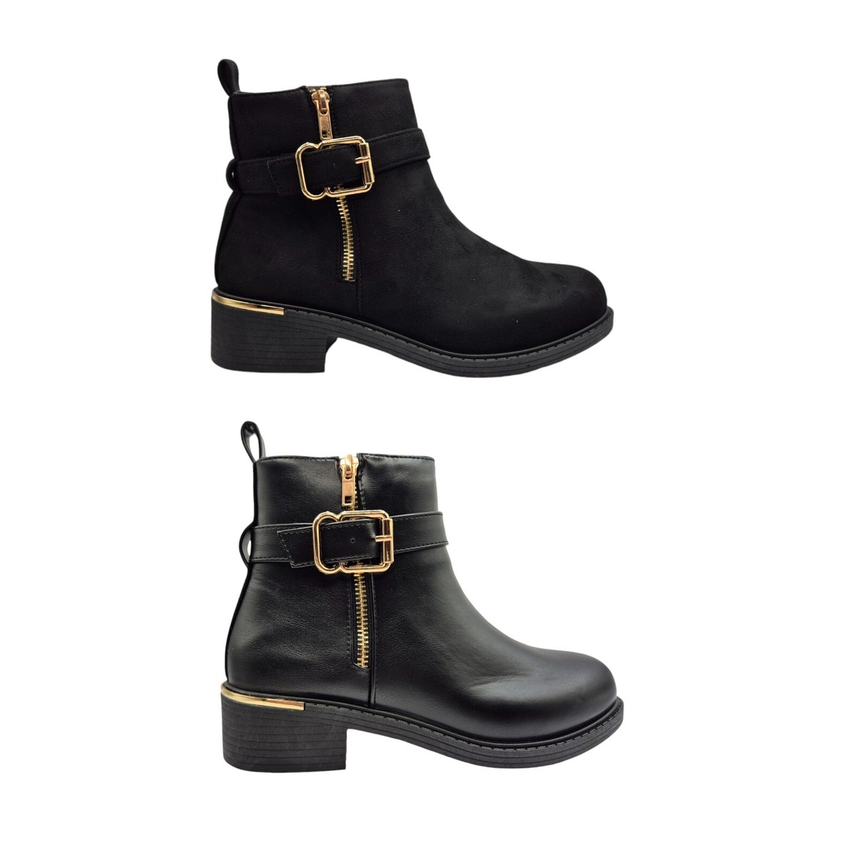 Womens Black Ankle Boots E Wide Fit Winter Ankle Zip Up Heel Ladies Shoes  Size