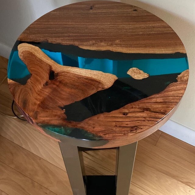 Walnut Wooden Clear Resin Table Top, Epoxy Coffee Table Top Christmas Eve Sale