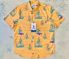 (L) Chubbies Button-up Sailboat Hawaiian Shirt “The Starboard Meeting” New!