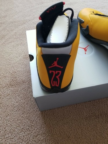 Air Jordan 14 2019 Retro SE Yellow Reverse Ferrari University Gold Blk Size 13 - Picture 4 of 10