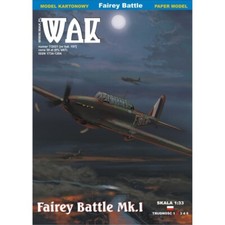 Card Paper Cut Out Model Kit WAK FAIREY BATTLE MK.1 + Laser Cut Frame Scale 1:33