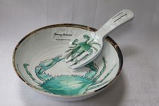 TOMMY BAHAMA MELAMINE CRAB SALAD BOWL & UTENSIL SET - TEAL - NEW - 3PC