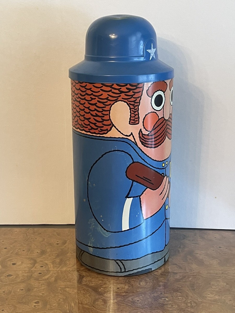 1960s-70s Vintage Policeman With Baton Or Nightstick Trash Can