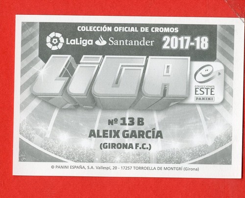 LIGA 2017-18 -PANINI ESTE- Figurina Stiker - 13B - ALEIX GARCIA - GIRONA - Picture 2 of 2