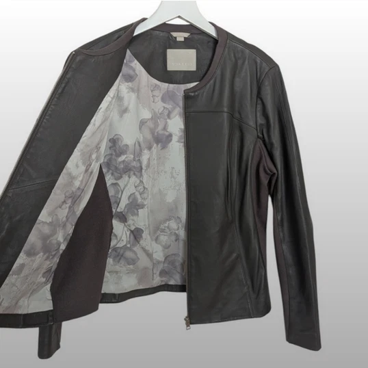 Chaqueta Sianne SOIA & KYO 100 % Cuero de Cordero Genuino Cremallera Gris Para Mujer XL Foto 4 de 4