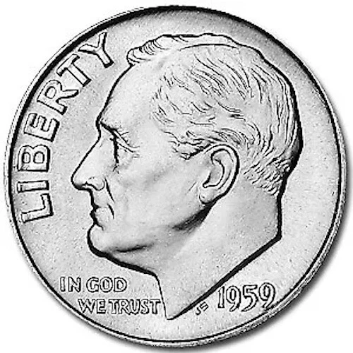 ✅ 1959 D UNCIRCULATED 90% Silver Roosevelt Dime BU from OBW Roll Full Bell Lines