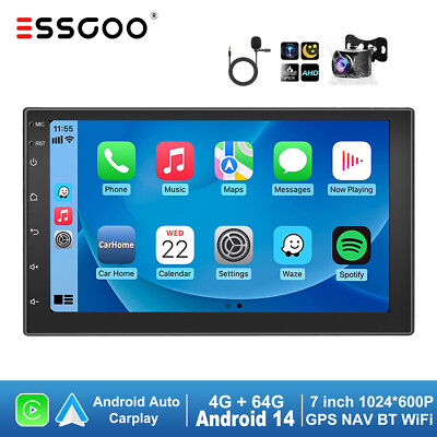 7 Zoll Android 14 Carplay Autoradio Bluetooth GPS Nav RDS 4+64G 2 DIN Kamera MIK