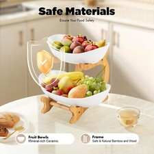 Detachable Fruit Basket Rack Ceramic Bread Vegetable Bowl Stand Fruit Holder NEW