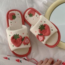 Strawberry Plush Slippers Female Flip Flops Slippers Home Warm Furry Slippers