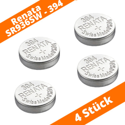4 x Renata 394 SR936SW SR45 AG9 Knopfzelle Uhrenbatterien Silberoxid 1,55V 